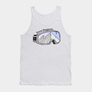 Sunset Mountain Ski Goggles | Snow Happens Tank Top